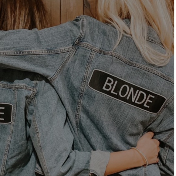 Denim Jacket with Blonde Patch XL Girl 14 Old Navy - Picture 2 of 4